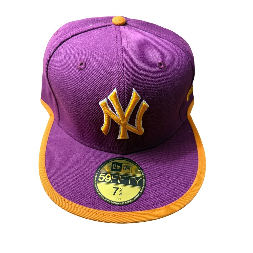 New Era New York Yankees Hat Mens 7 3/4 Purple Orange 59FIFTY Fitted MLB Cap